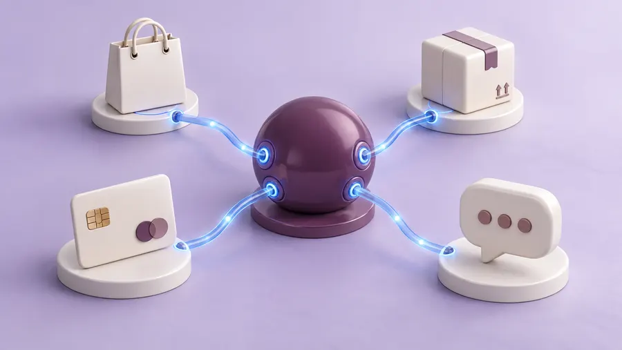 Connected commerce, shipping, payment, and communication hub