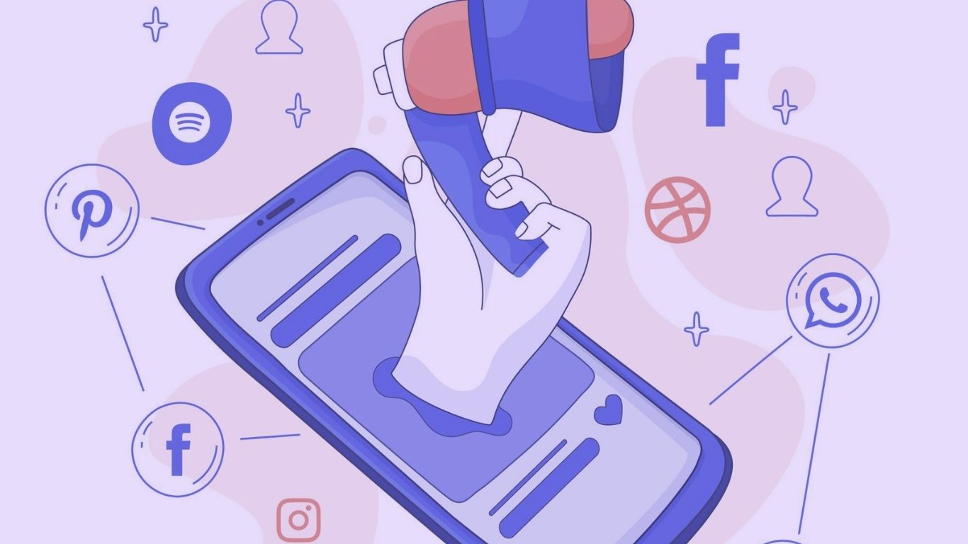 an ad symbol on the mobile phone and social media icons facebook insta etc- for Social Media Marketing Company Atlanta- How ROI-Driven Strategies Help Local Businesses Scale